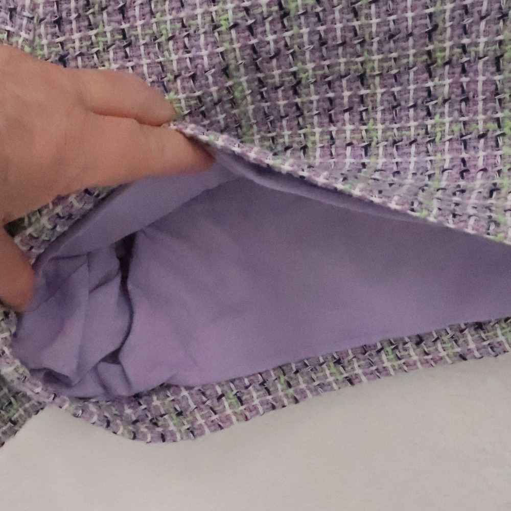 LOFT Tweed High Waisted Shorts Womens Size 10 Purple Preppy Old Money Academia - Picture 7 of 10
